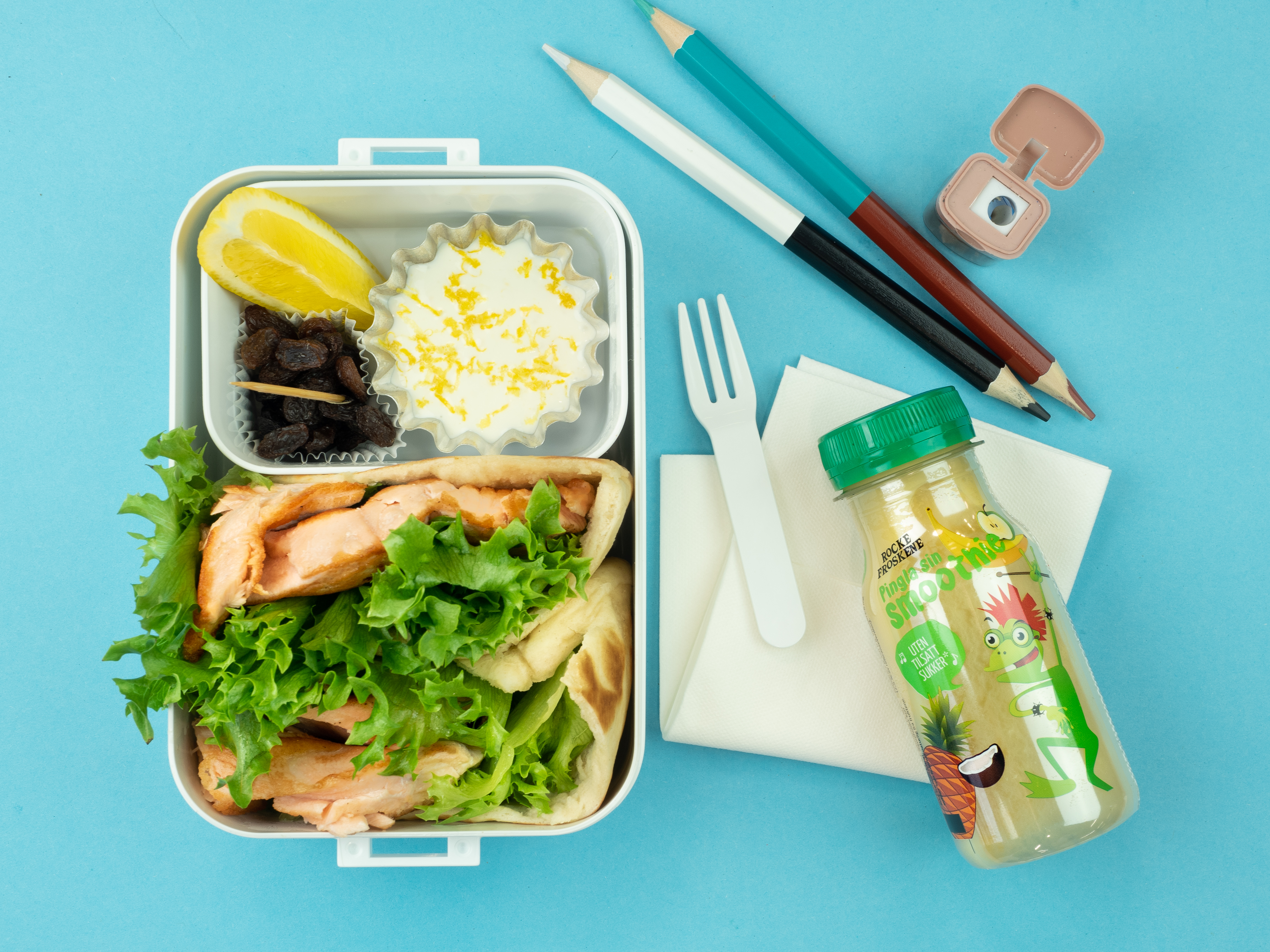 Pitabrød med stekt laks